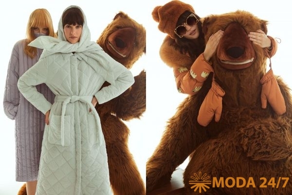 Стеганные пальто и пуховик с принтом «медведь» Akhmadullina Dreams
