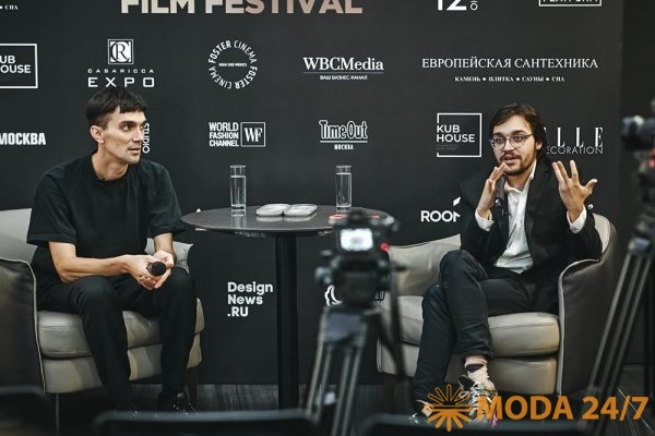 Андрей Будько и Егор Беликов на public-talk «Кино, в котором я живу» международный кинофестиваль дизайна