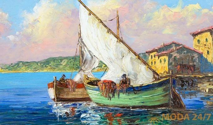 «Лодки на фоне берега», Георгий Лапшин, 1920 гг.