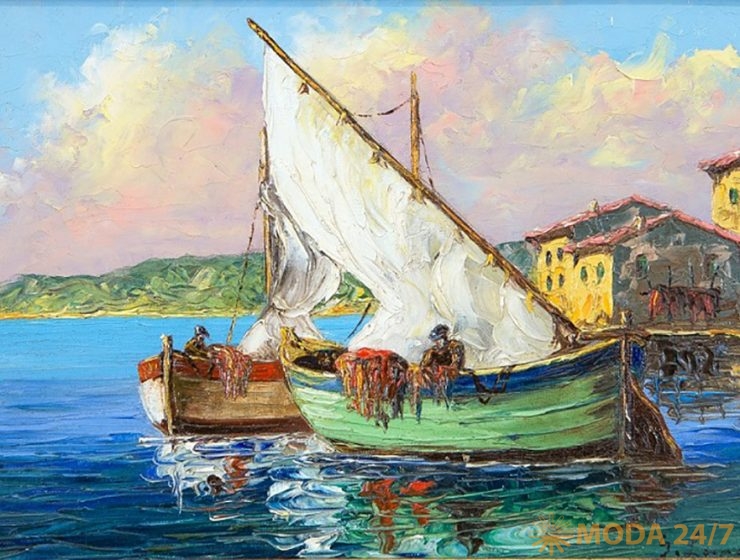 «Лодки на фоне берега», Георгий Лапшин, 1920 гг.