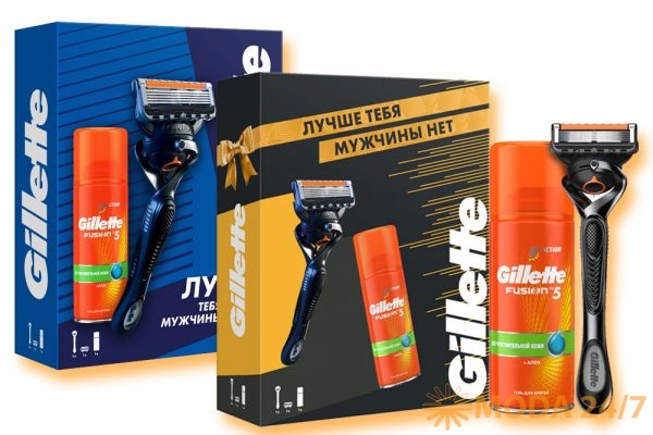 Подарочный набор Gillette. Бритва Gillette ProGlide с 1 сменной кассетой + Гель для бритья Gillette Fusion для чувствительной кожи, 75 мл.